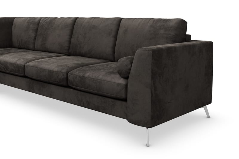 Ocean Lyx 4-sits Vänstervänd L-formad Schäslongsoffa i Sammet - Mörkgrå - Möbler - Soffa - Divansoffa & schäslongsoffa - 4 sits soffa med divan