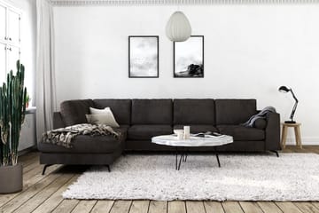Ocean Lyx 4-sits Vänstervänd L-formad Schäslongsoffa i Sammet - Mörkgrå - Möbler - Soffa - Divansoffa & schäslongsoffa - 4 sits soffa med divan
