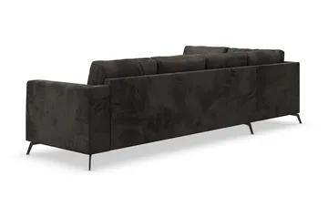 Ocean Lyx 4-sits Vänstervänd L-formad Schäslongsoffa i Sammet - Mörkgrå - Möbler - Soffa - Divansoffa & schäslongsoffa - 4 sits soffa med divan