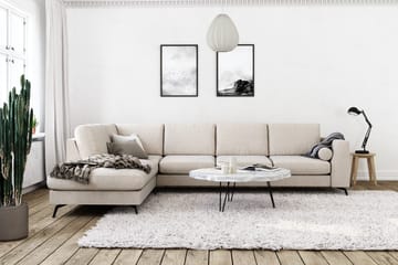 Ocean Lyx 4-sits Vänstervänd L-formad Schäslongsoffa i Tyg - Beige - Möbler - Soffa - Divansoffa & schäslongsoffa - 4 sits soffa med divan