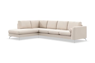 Ocean Lyx 4-sits Vänstervänd L-formad Schäslongsoffa i Tyg - Beige - Möbler - Soffa - Divansoffa & schäslongsoffa - 4 sits soffa med divan