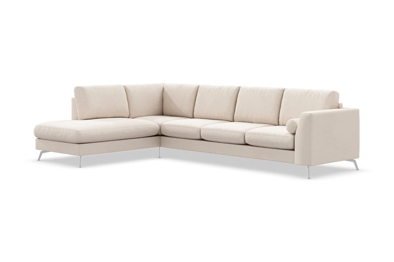 Ocean Lyx 4-sits Vänstervänd L-formad Schäslongsoffa i Tyg - Beige - Möbler - Soffa - Divansoffa & schäslongsoffa - 4 sits soffa med divan