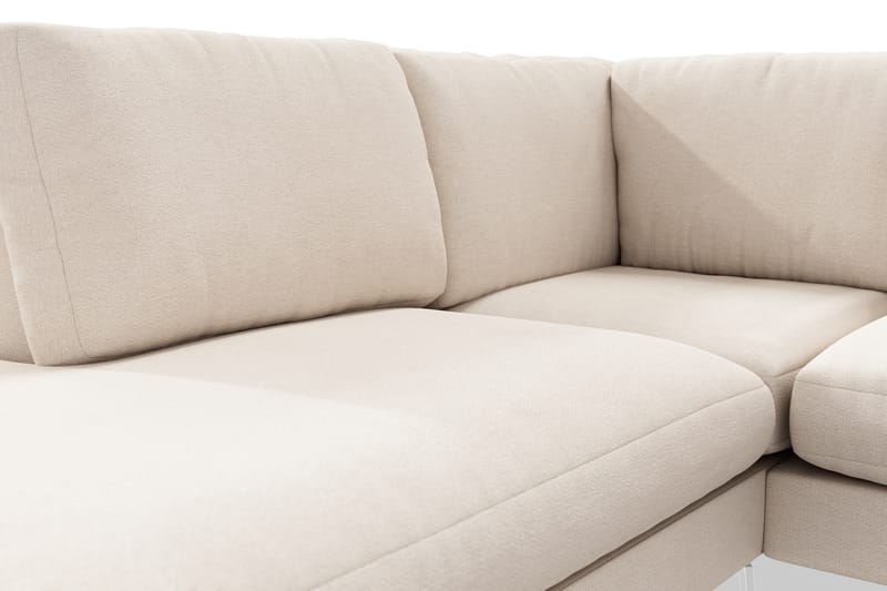 Ocean Lyx 4-sits Vänstervänd L-formad Schäslongsoffa i Tyg - Beige - Möbler - Soffa - Divansoffa & schäslongsoffa - 4 sits soffa med divan