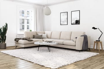 Ocean Lyx 4-sits Vänstervänd L-formad Schäslongsoffa i Tyg - Beige - Möbler - Soffa - Divansoffa & schäslongsoffa - 4 sits soffa med divan
