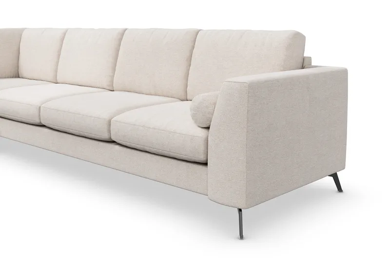 Ocean Lyx 4-sits Vänstervänd L-formad Schäslongsoffa i Tyg - Beige - Möbler - Soffa - Divansoffa & schäslongsoffa - 4 sits soffa med divan