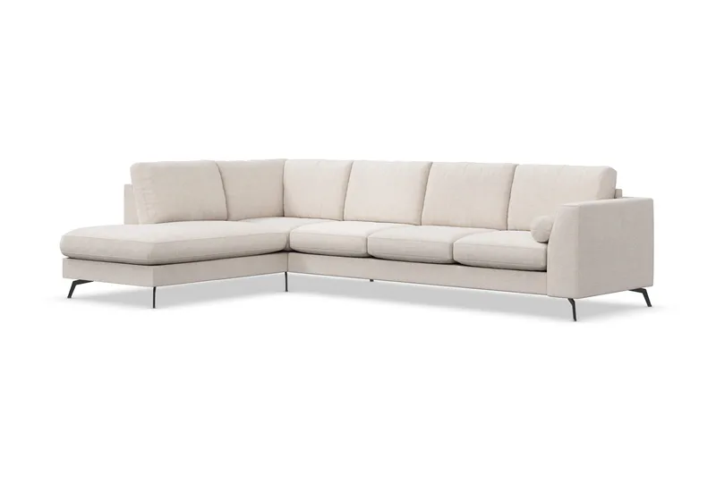 Ocean Lyx 4-sits Vänstervänd L-formad Schäslongsoffa i Tyg - Beige - Möbler - Soffa - Divansoffa & schäslongsoffa - 4 sits soffa med divan