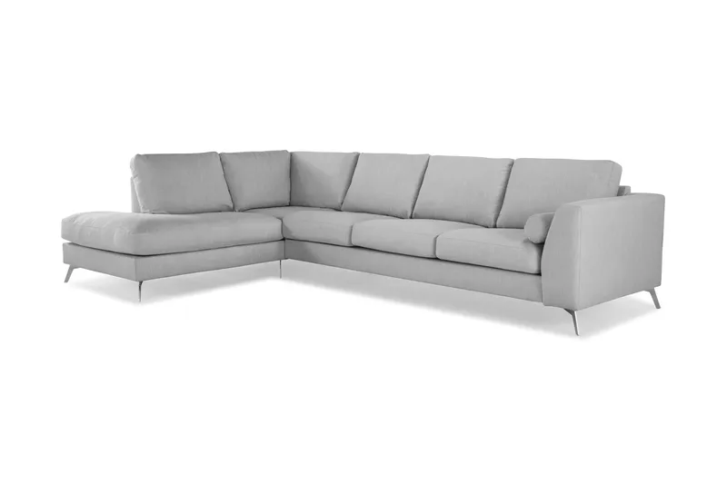 Ocean Lyx 4-sits Vänstervänd L-formad Schäslongsoffa i Tyg - Grå - Möbler - Soffa - Divansoffa & schäslongsoffa - 4 sits soffa med divan