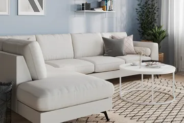 Ocean Lyx 4-sits Vänstervänd L-formad Schäslongsoffa i Tyg - Ljusgrå - Möbler - Soffa - Divansoffa & schäslongsoffa - 4 sits soffa med divan