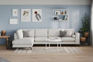 Ocean Lyx 4-sits Vänstervänd L-formad Schäslongsoffa i Tyg - Ljusgrå - Möbler - Soffa - Divansoffa & schäslongsoffa - 4 sits soffa med divan
