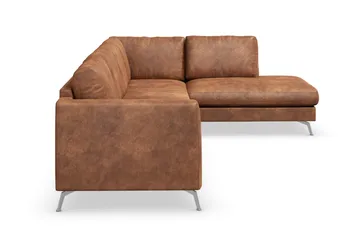 Ocean Lyx 5-sits Högervänd L-formad Schäslongsoffa i Konstläder - Brun - Möbler - Soffa - Divansoffa & schäslongsoffa - 4 sits soffa med divan