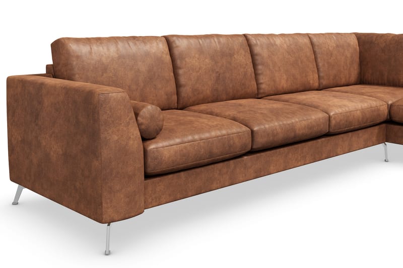 Ocean Lyx 5-sits Högervänd L-formad Schäslongsoffa i Konstläder - Brun - Möbler - Soffa - Divansoffa & schäslongsoffa - 4 sits soffa med divan