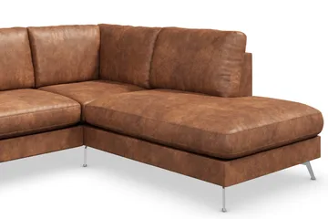 Ocean Lyx 5-sits Högervänd L-formad Schäslongsoffa i Konstläder - Brun - Möbler - Soffa - Divansoffa & schäslongsoffa - 4 sits soffa med divan