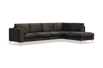 Ocean Lyx 5-sits Högervänd L-formad Schäslongsoffa i Sammet - Mörkgrå - Möbler - Soffa - Divansoffa & schäslongsoffa - 4 sits soffa med divan