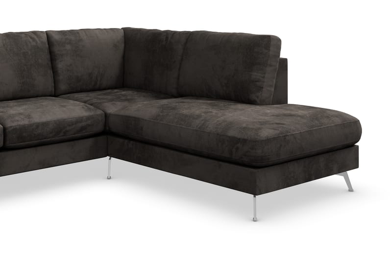 Ocean Lyx 5-sits Högervänd L-formad Schäslongsoffa i Sammet - Mörkgrå - Möbler - Soffa - Divansoffa & schäslongsoffa - 4 sits soffa med divan