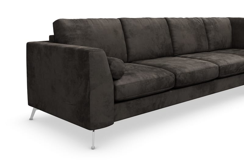 Ocean Lyx 5-sits Högervänd L-formad Schäslongsoffa i Sammet - Mörkgrå - Möbler - Soffa - Divansoffa & schäslongsoffa - 4 sits soffa med divan