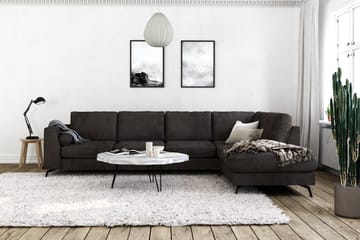 Ocean Lyx 5-sits Högervänd L-formad Schäslongsoffa i Sammet - Mörkgrå - Möbler - Soffa - Divansoffa & schäslongsoffa - 4 sits soffa med divan