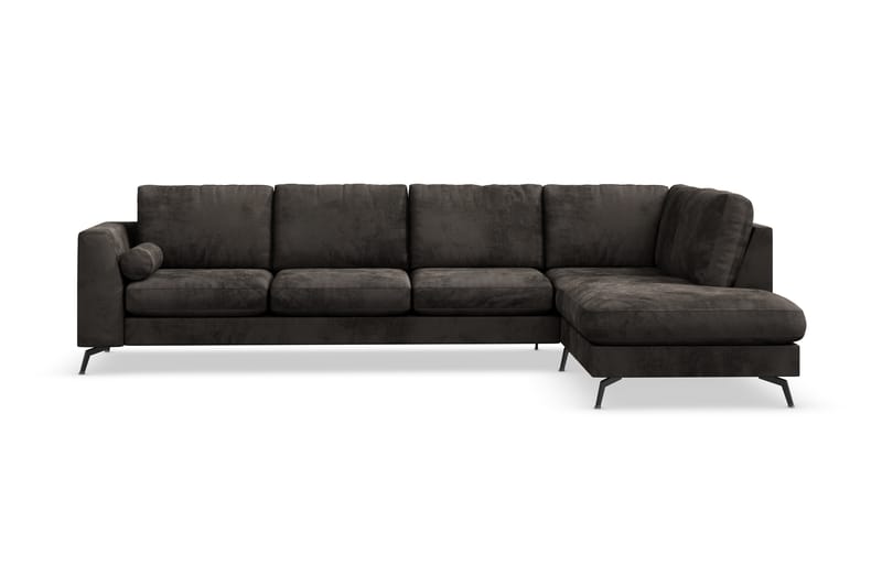Ocean Lyx 5-sits Högervänd L-formad Schäslongsoffa i Sammet - Mörkgrå - Möbler - Soffa - Divansoffa & schäslongsoffa - 4 sits soffa med divan