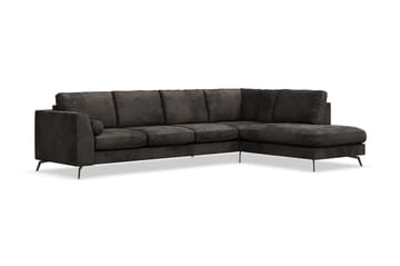 Ocean Lyx 5-sits Högervänd L-formad Schäslongsoffa i Sammet - Mörkgrå - Möbler - Soffa - Divansoffa & schäslongsoffa - 4 sits soffa med divan