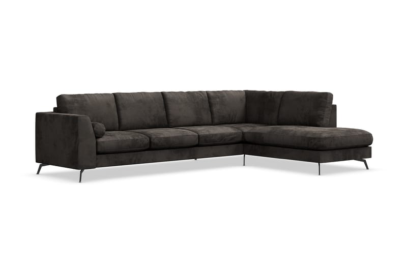 Ocean Lyx 5-sits Högervänd L-formad Schäslongsoffa i Sammet - Mörkgrå - Möbler - Soffa - Divansoffa & schäslongsoffa - 4 sits soffa med divan