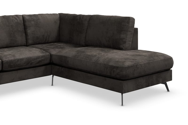 Ocean Lyx 5-sits Högervänd L-formad Schäslongsoffa i Sammet - Mörkgrå - Möbler - Soffa - Divansoffa & schäslongsoffa - 4 sits soffa med divan