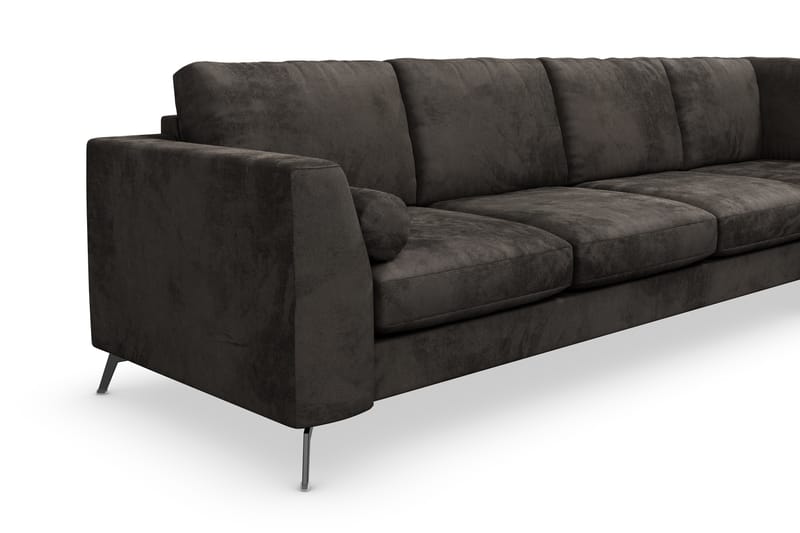 Ocean Lyx 5-sits Högervänd L-formad Schäslongsoffa i Sammet - Mörkgrå - Möbler - Soffa - Divansoffa & schäslongsoffa - 4 sits soffa med divan
