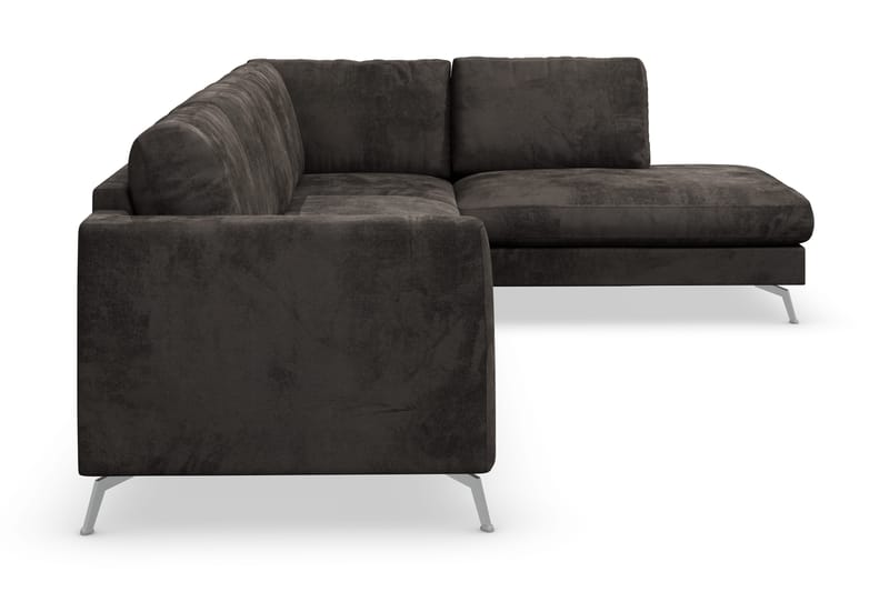Ocean Lyx 5-sits Högervänd L-formad Schäslongsoffa i Sammet - Mörkgrå - Möbler - Soffa - Divansoffa & schäslongsoffa - 4 sits soffa med divan