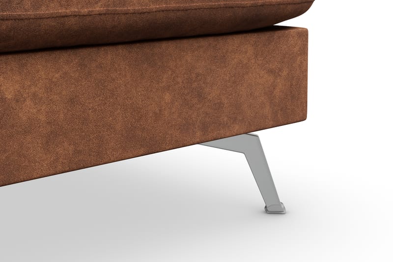 Ocean Lyx 6-sits Högervänd U-formad Soffa med Divan och Schäslong + Fotpall i Konstläder - Brun - Möbler - Soffa - Divansoffa & schäslongsoffa