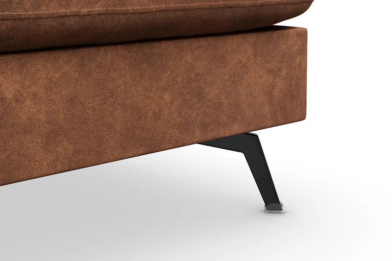 Ocean Lyx 6-sits Högervänd U-formad Soffa med Divan och Schäslong + Fotpall i Konstläder - Brun - Möbler - Soffa - Skinnsoffa