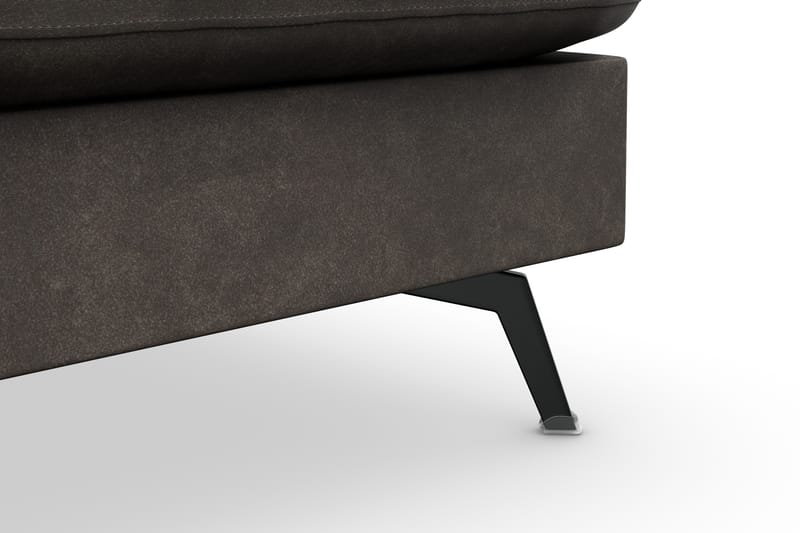 Ocean Lyx 6-sits Högervänd U-formad Soffa med Divan och Schäslong + Fotpall i Konstläder - Mörkgrå - Möbler - Soffa - Divansoffa & schäslongsoffa