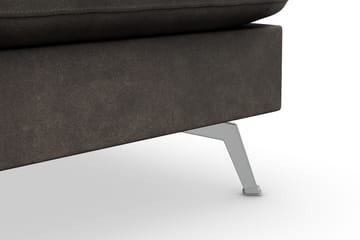 Ocean Lyx 6-sits Högervänd U-formad Soffa med Divan och Schäslong + Fotpall i Konstläder - Mörkgrå - Möbler - Soffa - Divansoffa & schäslongsoffa