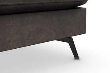 Ocean Lyx 6-sits Högervänd U-formad Soffa med Divan och Schäslong + Fotpall i Konstläder - Mörkgrå - Möbler - Soffa - Skinnsoffa