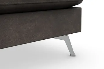 Ocean Lyx 6-sits Högervänd U-formad Soffa med Divan och Schäslong + Fotpall i Konstläder - Mörkgrå - Möbler - Soffa - Skinnsoffa