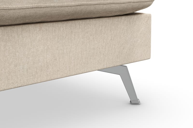 Ocean Lyx 6-sits Högervänd U-formad Soffa med Divan och Schäslong + Fotpall i Sammet - Beige - Möbler - Soffa - Divansoffa & schäslongsoffa