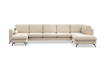 Ocean Lyx 6-sits Högervänd U-formad Soffa med Divan och Schäslong + Fotpall i Sammet