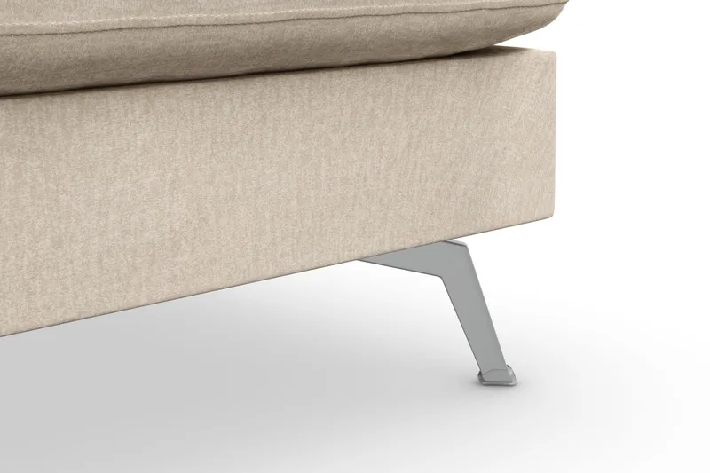 Ocean Lyx 6-sits Högervänd U-formad Soffa med Divan och Schäslong + Fotpall i Sammet - Beige - Möbler - Soffa - Sammetssoffa