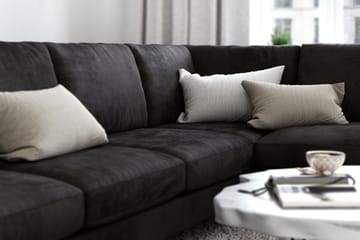 Ocean Lyx 6-sits Högervänd U-formad Soffa med Divan och Schäslong + Fotpall i Sammet - Mörkgrå - Möbler - Soffa - Divansoffa & schäslongsoffa