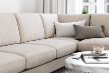 Ocean Lyx 6-sits Högervänd U-formad Soffa med Divan och Schäslong + Fotpall i Tyg - Beige - Möbler - Soffa - Divansoffa & schäslongsoffa