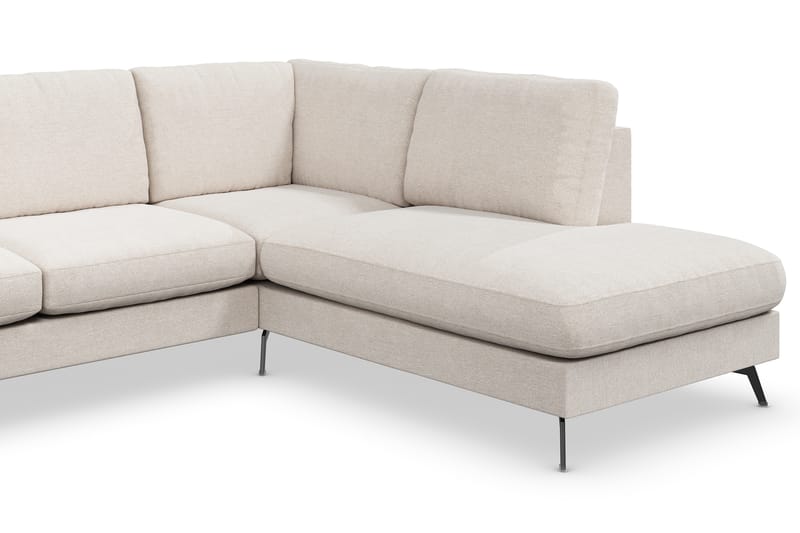 Ocean Lyx 6-sits Högervänd U-formad Soffa med Divan och Schäslong + Fotpall i Tyg - Beige - Möbler - Soffa - Divansoffa & schäslongsoffa