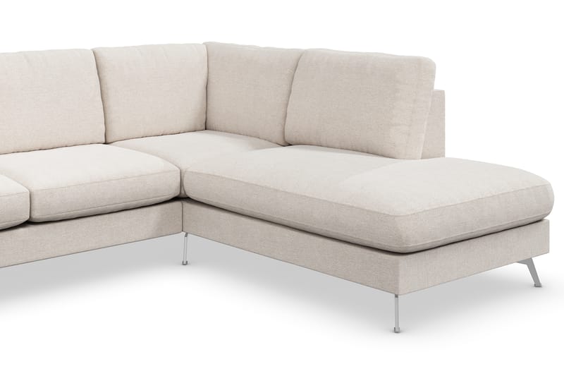 Ocean Lyx 6-sits Högervänd U-formad Soffa med Divan och Schäslong + Fotpall i Tyg - Beige - Möbler - Soffa - Divansoffa & schäslongsoffa
