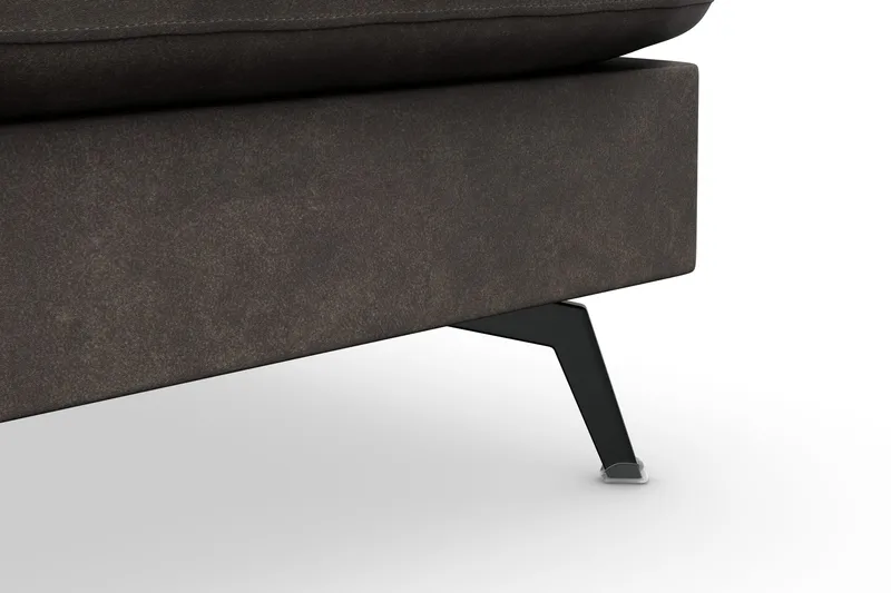 Ocean Lyx 6-sits Högervänd U-formad Soffa med Divan och Schäslong + Fotpall i Konstläder - Mörkgrå - Möbler - Soffa - Skinnsoffa