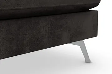 Ocean Lyx 6-sits Högervänd U-formad Soffa med Divan och Schäslong + Fotpall i Sammet - Mörkgrå - Möbler - Soffa - Sammetssoffa