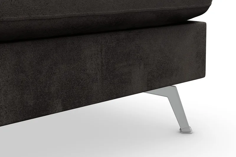 Ocean Lyx 6-sits Högervänd U-formad Soffa med Divan och Schäslong + Fotpall i Sammet - Mörkgrå - Möbler - Soffa - Sammetssoffa