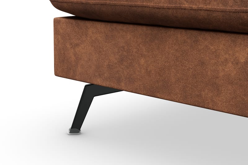 Ocean Lyx 6-sits Vänstervänd U-formad Soffa med Divan och Schäslong + Fotpall i Konstläder - Brun - Möbler - Soffa - Divansoffa & schäslongsoffa