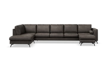 Ocean Lyx 6-sits Vänstervänd U-formad Soffa med Divan och Schäslong + Fotpall i Konstläder