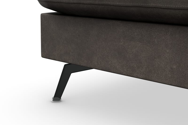 Ocean Lyx 6-sits Vänstervänd U-formad Soffa med Divan och Schäslong + Fotpall i Konstläder - Mörkgrå - Möbler - Soffa - Divansoffa & schäslongsoffa