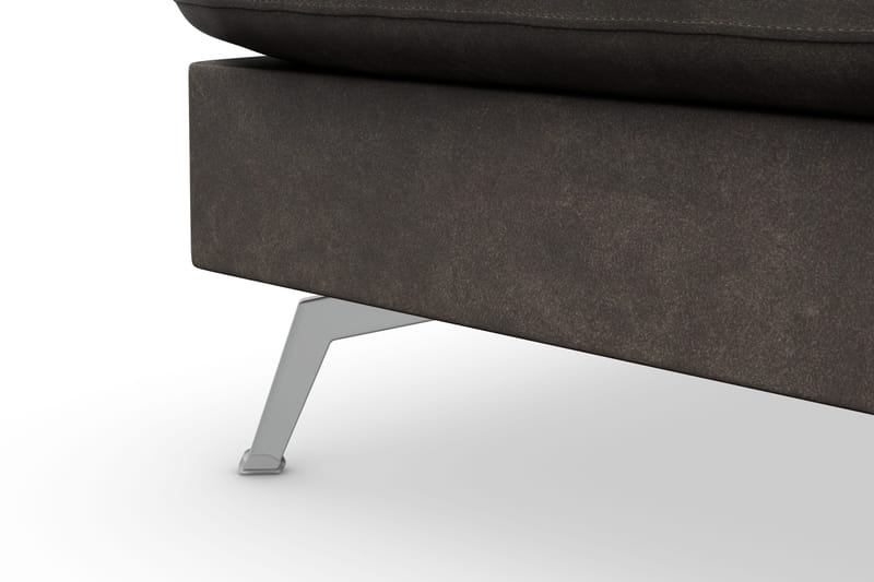 Ocean Lyx 6-sits Vänstervänd U-formad Soffa med Divan och Schäslong + Fotpall i Konstläder - Mörkgrå - Möbler - Soffa - Skinnsoffa