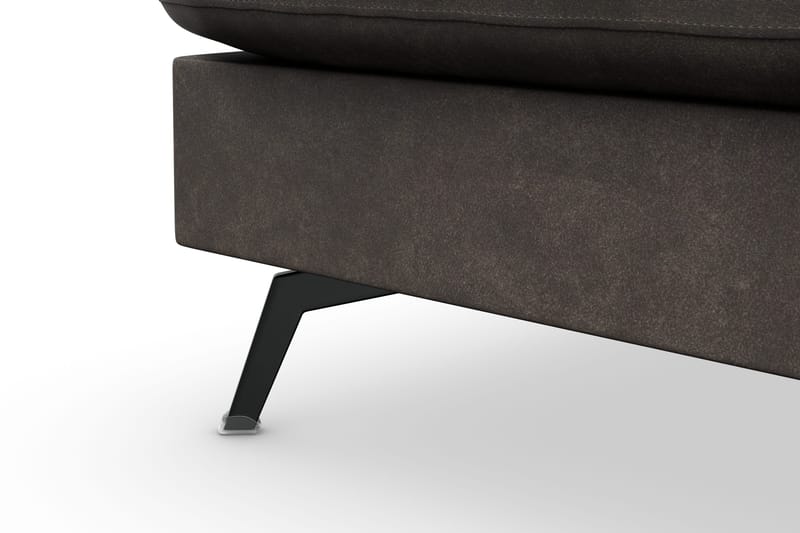 Ocean Lyx 6-sits Vänstervänd U-formad Soffa med Divan och Schäslong + Fotpall i Konstläder - Mörkgrå - Möbler - Soffa - Skinnsoffa