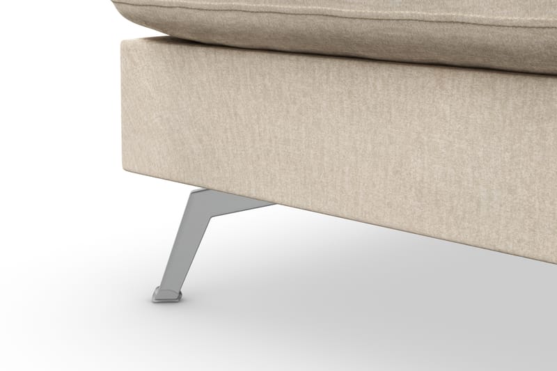 Ocean Lyx 6-sits Vänstervänd U-formad Soffa med Divan och Schäslong + Fotpall i Sammet - Beige - Möbler - Soffa - Divansoffa & schäslongsoffa