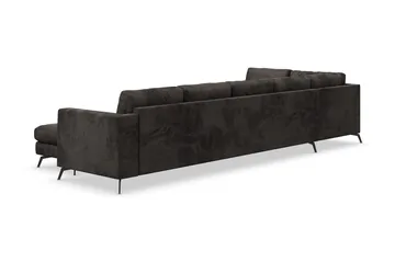 Ocean Lyx 6-sits Vänstervänd U-formad Soffa med Divan och Schäslong + Fotpall i Sammet - Mörkgrå - Möbler - Soffa - Sammetssoffa