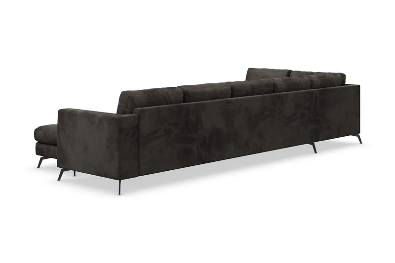 Ocean Lyx 6-sits Vänstervänd U-formad Soffa med Divan och Schäslong + Fotpall i Sammet - Mörkgrå - Möbler - Soffa - Sammetssoffa